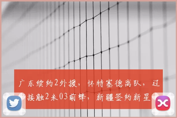 广东续约2外援，怀特塞德离队，辽宁接触2米03前锋，新疆签约新星